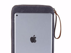 Cool Waxed Canvas Leather Mens Wristlet Bag Work Clutch Zipper Bag for Men - iwalletsmen