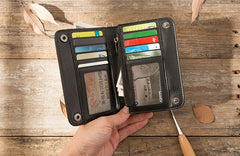 Cool Black Wristlet Wallet Leather Mens Long Wallet Long Wallet for Men - iwalletsmen