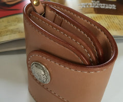 Handmade Leather Biker Wallet Mens Cool billfold Chain Wallet Trucker Wallet with Chain