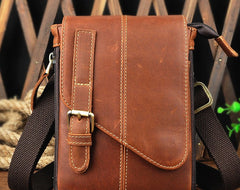 Mens Leather Small Side Bag COURIER BAGs Waist Pouch Holster Belt Case Belt Pouch for Men - iwalletsmen