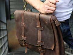 Vintage Leather Mens Briefcase Messenger Bag Handbag Shoulder Bag for men - iwalletsmen