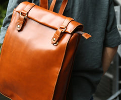 Brown Leather Mens Backpack Travel Backpacks Laptop Backpack for men - iwalletsmen