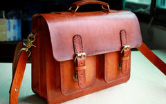 Cool Handmade Leather Mens Messenger Bag Briefcase School Bag for men - iwalletsmen