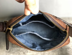 Genuine Leather Mens Cool Chest Bag Sling Bag Crossbody Bag Travel Bag Hiking Bag for men