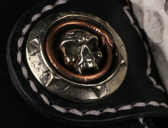 Handmade Leather billfold Mens Chain Biker Wallet Cool Boa Skin Wallet With Chain Wallets for Men