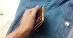 Handmade Leather Mens Slim Front Pocket Wallets Leather Card Wallet for Men - iwalletsmen