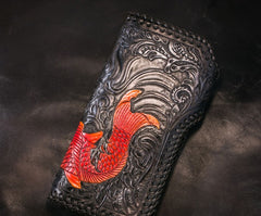 Handmade Leather Carp Mens Chain Biker Wallet Cool Leather Wallet With Chain Wallets for Men