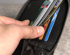 Genuine Leather Mens Cool billfold Leather Wallet Men Small Wallets Bifold for Men