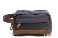 Cool Canvas Leather Mens Zipper Wristlet Bags Vintage Clutch Zipper Bags for Men - iwalletsmen