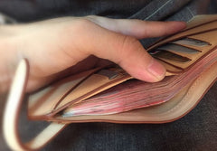 Handmade Leather Mens Cool billfold Leather Wallet Men Slim Wallet Bifold for Men