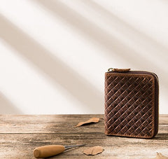 Cool Leather Vintage Mens Small Wallets Zipper billfold Wallets for Men - iwalletsmen