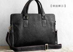 Vintage Black Leather Mens Briefcases Work Bag Laptop Bag Business Bag for Men - iwalletsmen