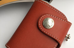 Handmade Leather Biker Wallet Mens Cool billfold Chain Wallet Trucker Wallet with Chain