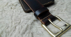 Handmade Vintage Red Brown Leather Mens Belt Leather Belt for Men - iwalletsmen