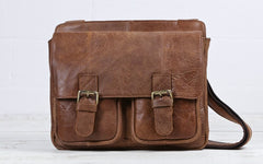 Vintage Brown Cool Leather Mens Messenger Bag Shoulder Bags for Men - iwalletsmen