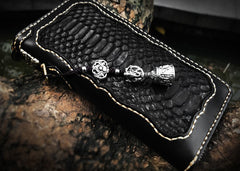Handmade Leather Mens Chain Biker Wallet Cool Leather Wallet Long Clutch Wallets for Men