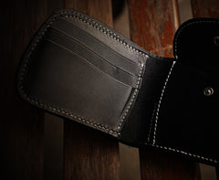 Handmade Leather Bifold Mens billfold Wallet Cool Slim Wallet Biker Wallet for Men