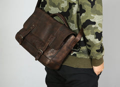 Handmade Leather Mens Cool Shoulder Bag Messenger Bag Chest Bag Bike Bag Cycling Bag for men