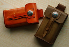 Handmade Cool Leather Cell Phone Holsters Belt Pouch Mens Waist Bag for Men - iwalletsmen