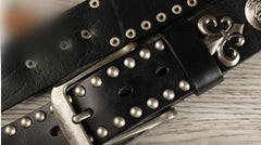 Handmade Genuine Custom Punk Biker Leather Mens Leather Men Belt for Men