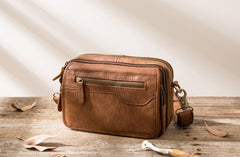 Cool Leather Mens Small Messenger Bags Shoulder Bags for Men - iwalletsmen