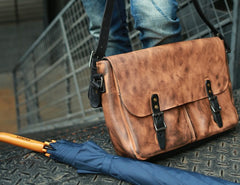 Cool Handmade Vintage Leather Mens Messenger Bags Shoulder Bag for men - iwalletsmen
