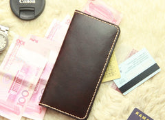 Vintage Leather Coffee Bifold Mens Long Wallet Leather Long Wallets for Men - iwalletsmen