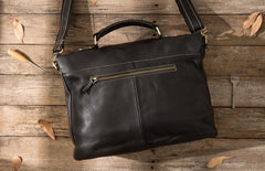 Black Leather Mens Large Briefcase Work Bag Laptop Bag Business Bag for Men - iwalletsmen