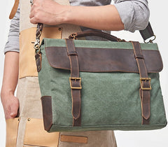 Mens Canvas Leather Cool Side Bag Messenger Bag Canvas Handbag for Men - iwalletsmen