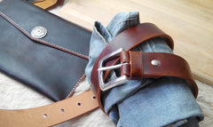 Cool Handmade Brown Leather Mens Belt Leather Belt for Men - iwalletsmen