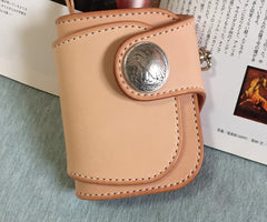 Handmade Leather Biker Wallet Mens Cool billfold Chain Wallet Trucker Wallet with Chain