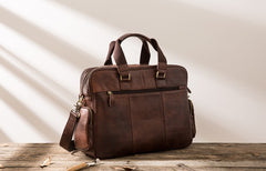 Leather Mens Large Briefcase Work Bag Travel Bag Business Bag for Men - iwalletsmen