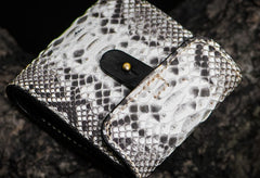 Handmade Leather Boa Skin Tooled Mens billfold Wallet Cool Slim Wallet Biker Wallet for Men