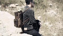 Genuine Leather Mens Cool Backpack Sling Bag Large Travel Bag Hiking Bag for men