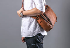 Cool Leather Brown Mens Messenger Bags Vintage Shoulder Bag  for Men - iwalletsmen