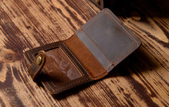 Handmade Leather Mens Cool Wallet Card Slim Wallet Change Coin License Wallet for Men