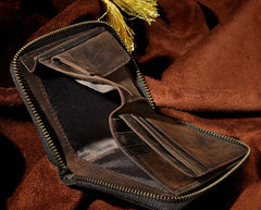 Cool Leather Mens Zipper Small Wallet Front Pocket Wallet for Men - iwalletsmen
