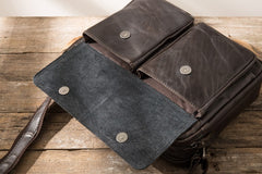 Cool Black Leather Mens Messenger Bag Vintage Shoulder Bag for Men - iwalletsmen