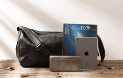Cool Black Leather Mens Weekender Bag Travel Bags Shoulder Bags for men - iwalletsmen