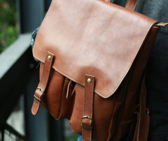 Leather Brown Mens Backpack Cool Travel Backpacks Laptop Backpack for men - iwalletsmen