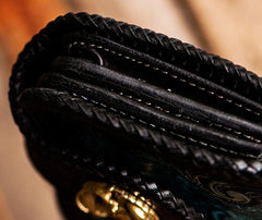 Handmade Leather Carp Mens Chain Biker Wallet Cool Leather Wallet With Chain Wallets for Men