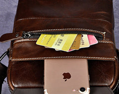 Cool Small Coffee Leather Mens Side Bag Messenger Bag Shoulder Bag for Men - iwalletsmen