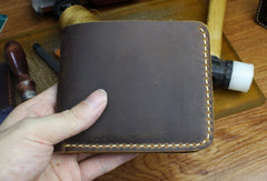 Handmade Leather Mens Cool Slim Leather Wallet Men billfold Wallets Bifold for Men