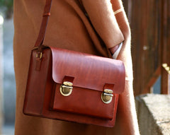 Handmade Vintage Coffee Leather Mens Camera Shoulder Bags Camera Messenger Bag for Men - iwalletsmen