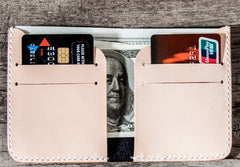 Beige Leather Men Slim Small Wallet Bifold Small Wallet for Men - iwalletsmen