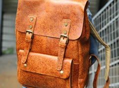 Cool Leather Mens Backpacks Travel Backpack Vintage Laptop Backpack for men - iwalletsmen