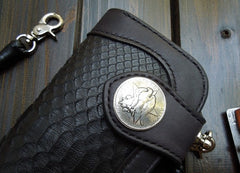 Handmade Leather Biker Wallet Mens Cool Chain Wallet Trucker Wallet with Chain