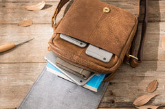 Cool Leather Small Mens Messenger Bags Shoulder Bags for Men - iwalletsmen