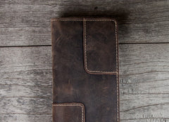 Vintage Leather Long Wallets for men Trifold Men Long Wallet - iwalletsmen