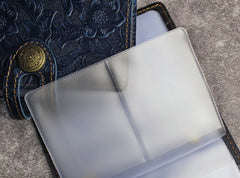 Handmade Leather Floral Mens Cool billfold Wallet Card Holder Small Card Slim Wallets for Men